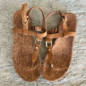 UGG Aleigh Leather Thong Strap Cork Sandals Women’s Size 8.5